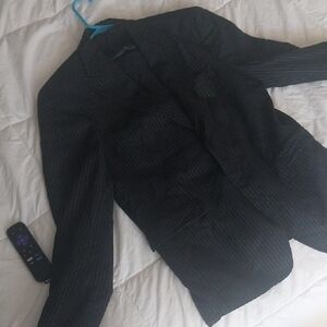 Men's Black Pinstripe Blazer